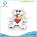 2015 Silver Bear with Red heart Animal charms for Living Memory Glass Floating Lockets